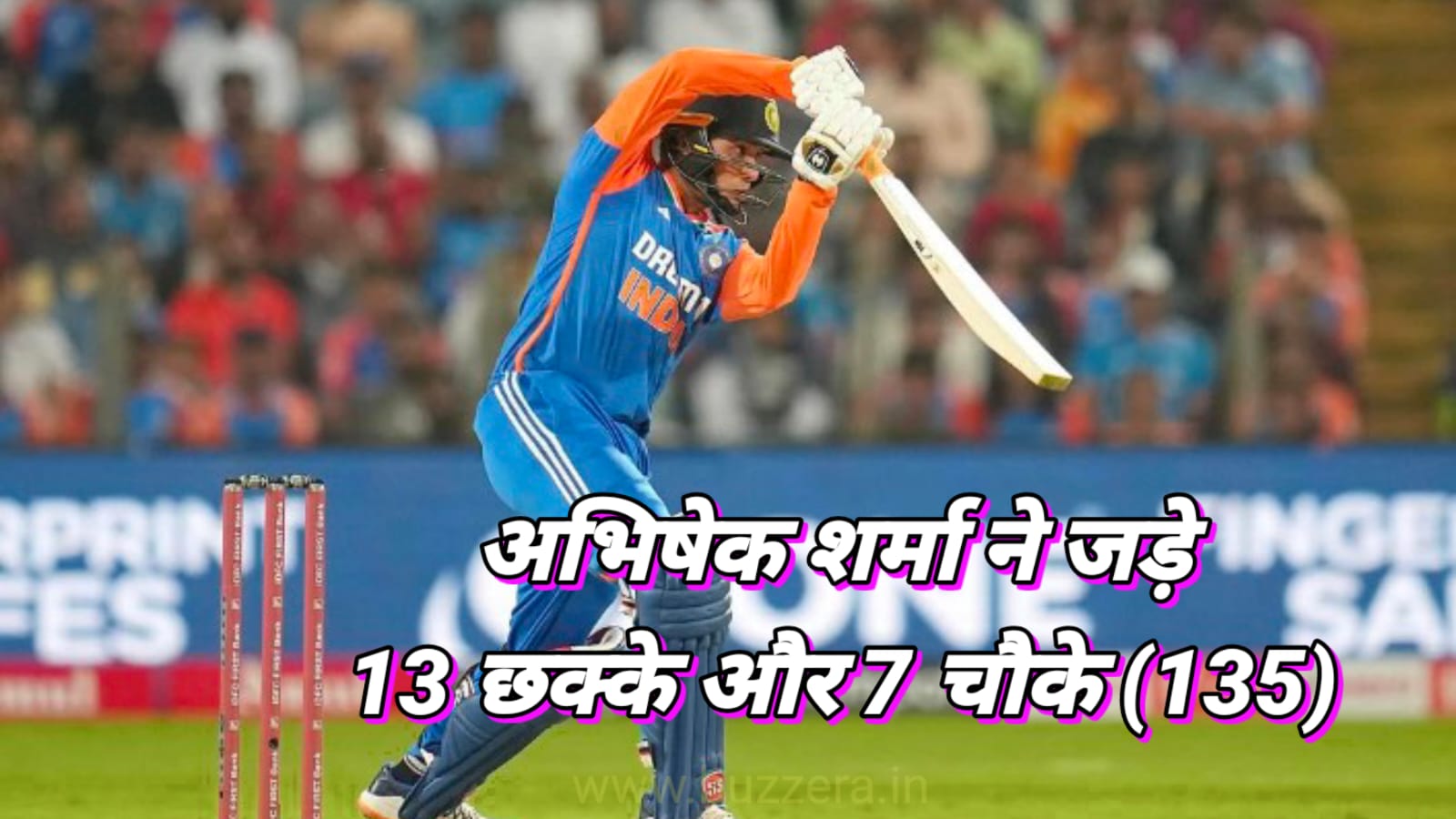 वानखेड़े स्टेडियम में अभिषेक शर्मा का चला बल्ला,लगाए 13 छक्के और 7 चौके